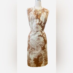 TALBOT’S Women's Brown and White Floral Midi Dress